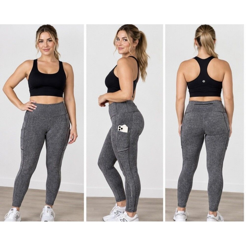 Lululemon Women’s Heathered Charcoal Gray Athletic Ankle Running Leggings Size 6